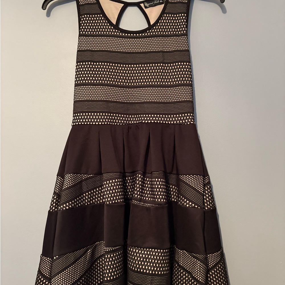 Crystal Doll Black and Cream Patterned Dress $30 XS